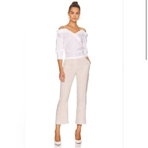 Jonathan Simkhai White and Tan Off-Shoulder Jumpsuit